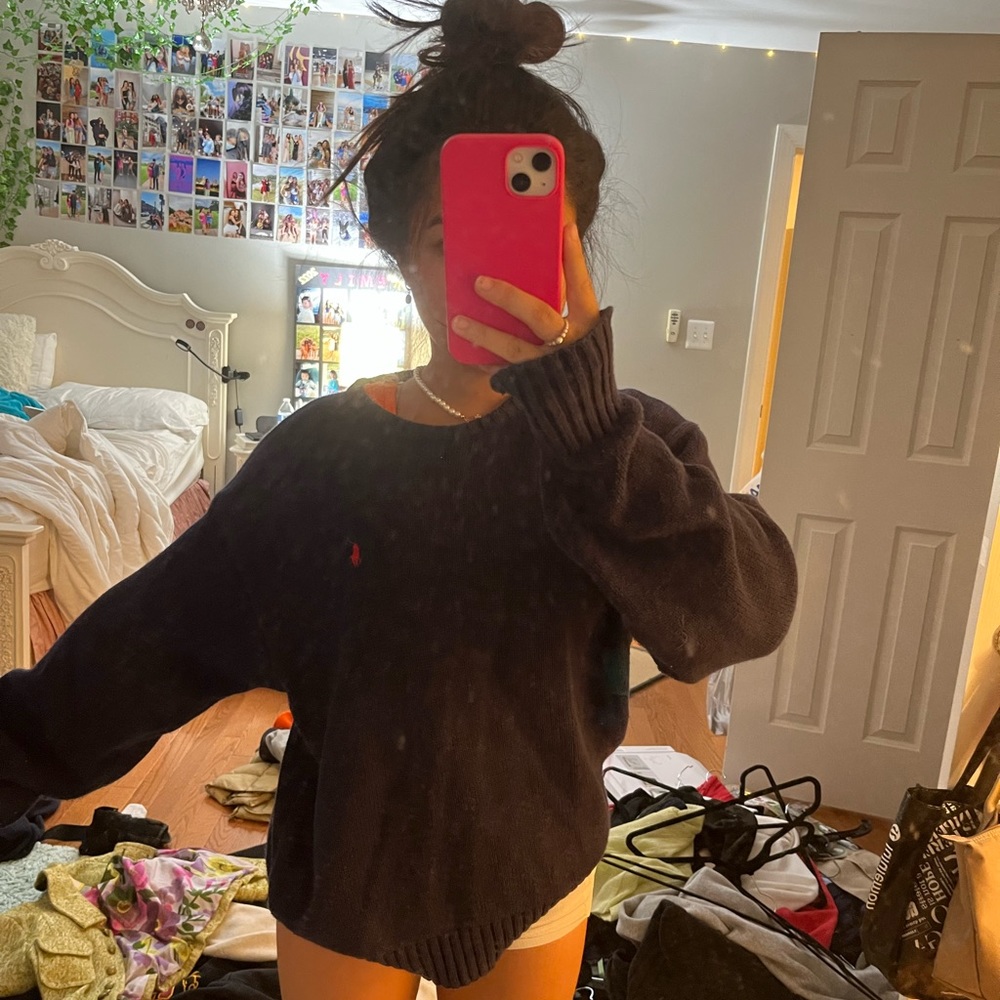 Polo sweatshirt navy blue